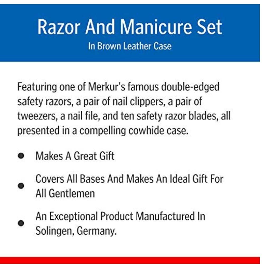 DOVO DOVO Razor And Manicure Set In Brown Leather Case