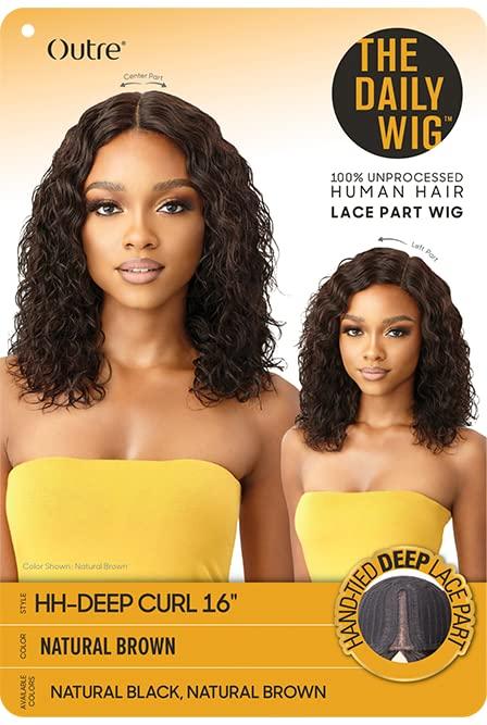 The Daily Wig Outre The Daily Wig Unprocessed Human Hair Lace Part Wig HH DEEP CURL 16" (NBLK)
