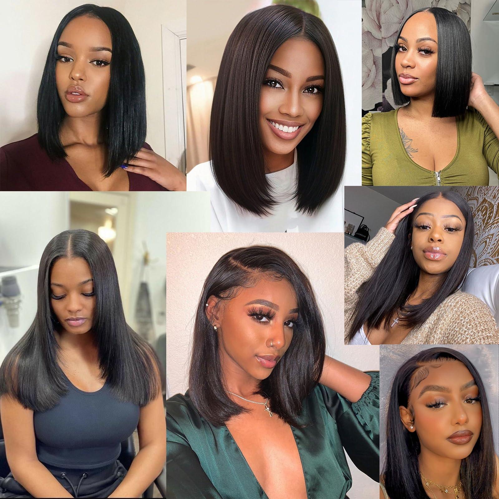 NROOEAY NROOEAY Straight Bundles Human Hair 12 14 16 Inch 3 Bundles Human Hair 100% Unprocessed Brazilian Virgin Weave Human Hair Bundles Straight Natural Black Color