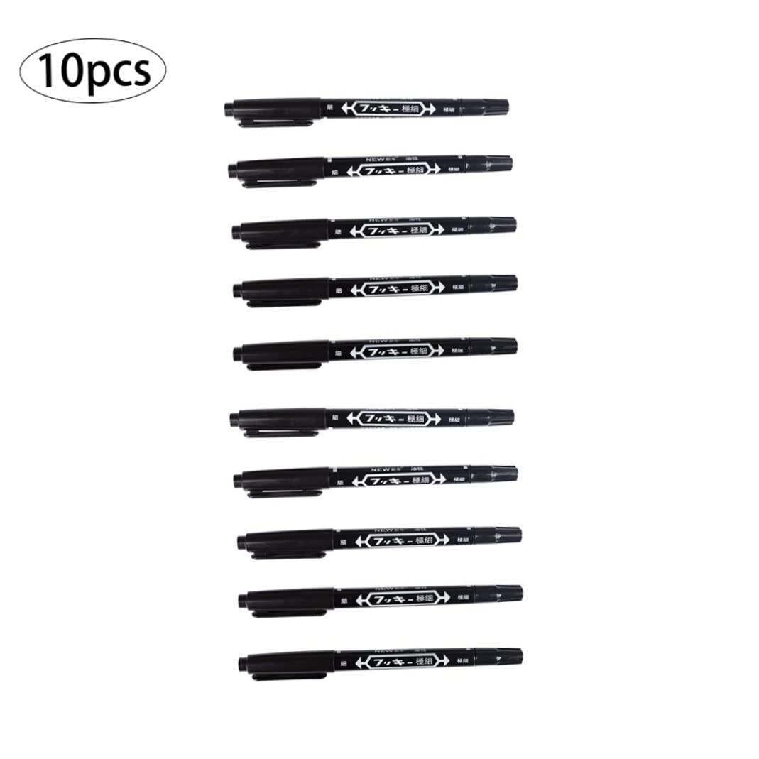 AEIOFU 10Packs Professional Body Art Pens Temporary Tattoo Marker Skin Marker Positioning Pen Permanent Makeup Body Art Beauty Tool(Black) Semi Permanent Tattoos Temporary Tattoo Pen