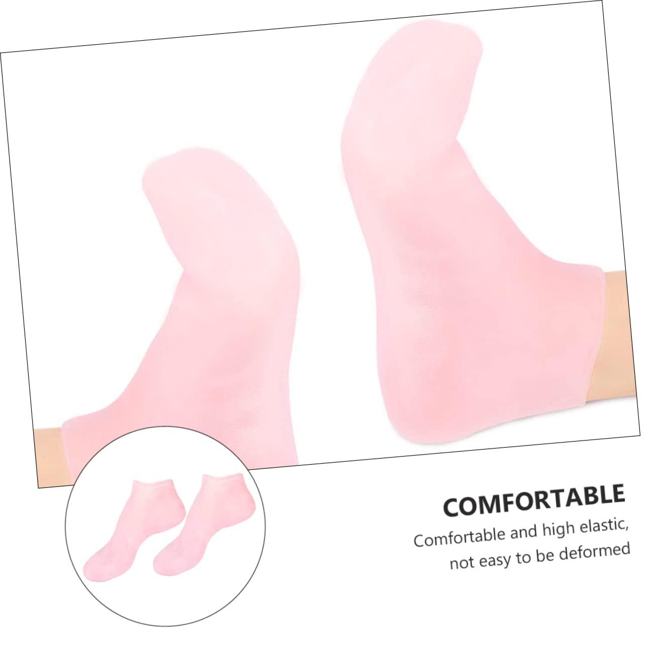 VALICLUD 2 Pairs Sock Booties Heel Skin Soles Moisturizer Feet Moisturizing Soften Cracked Rejuvenate Humidor Gel Foot Overnight Cotton Dry-Proof Repair Women's Pink Sebs Spa