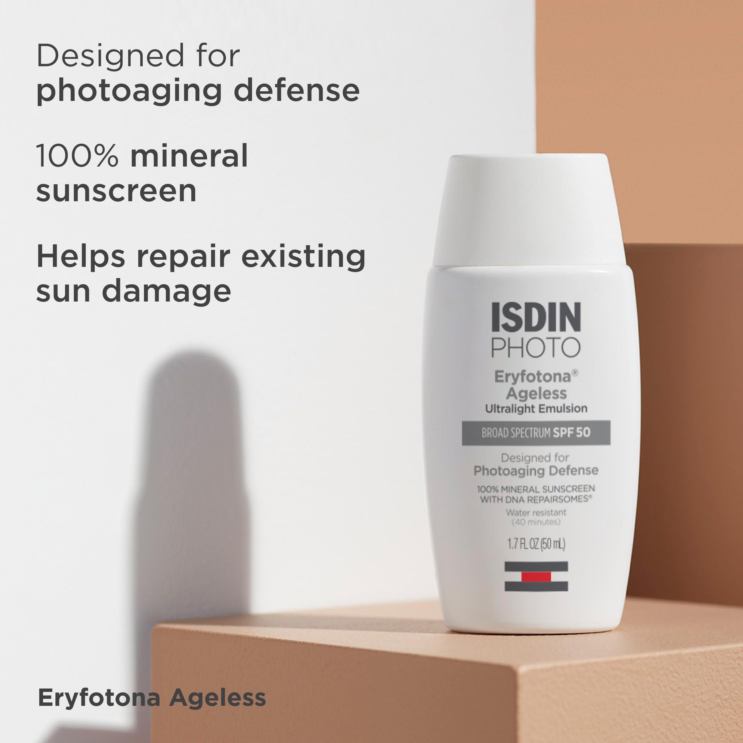 ISDIN ISDIN Eryfotona Ageless Bundle (1.7 & 3.4 Fl Oz) 100% Mineral Tinted Sunscreen Broad Spectrum SPF 50, Suitable for Sensitive Skin