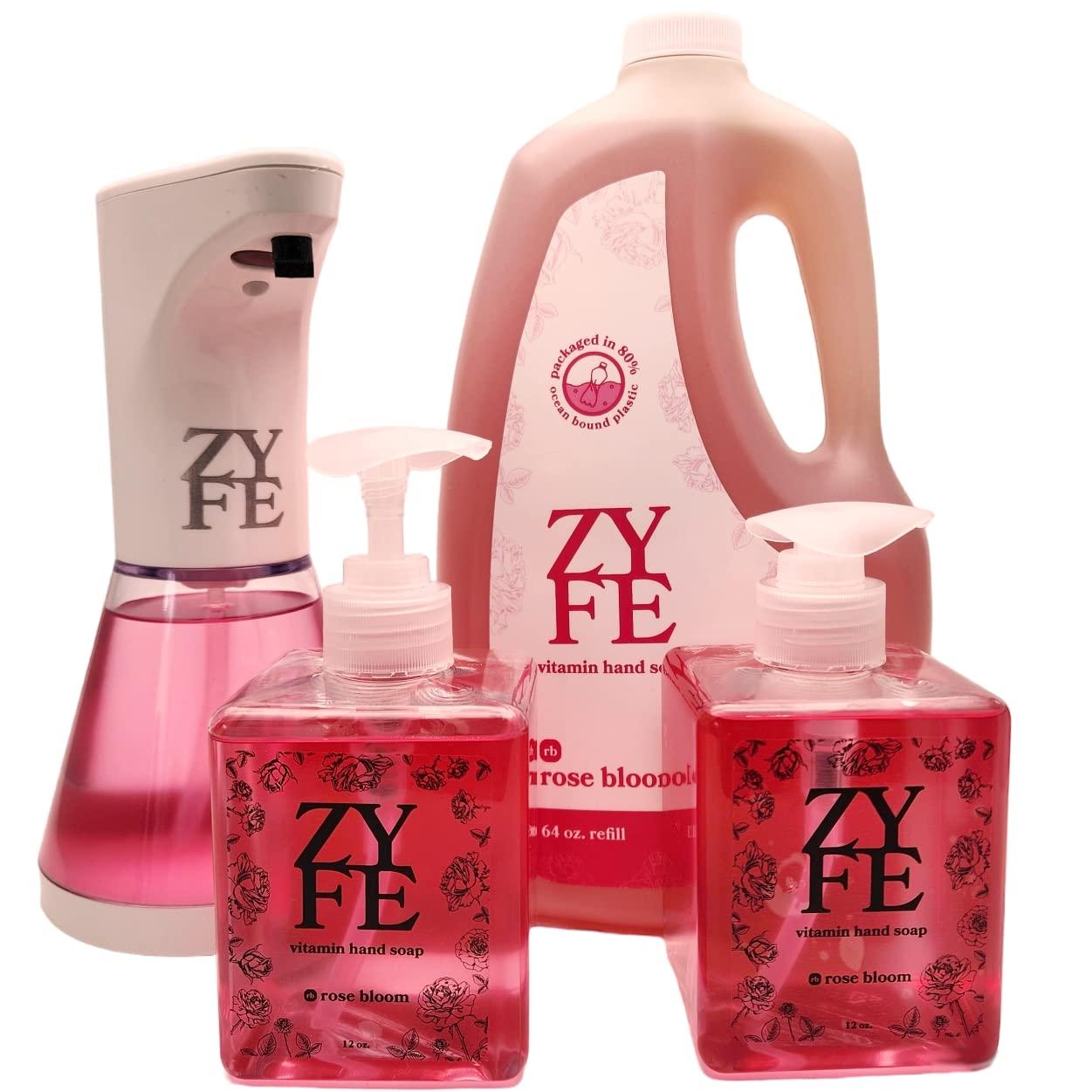 ZYFE ZYFE DIY Mothers Day Hand Soap Bundle - Auto Dispenser - 64oz Liquid Handsoap Refill & 2x 12oz Rose Handsoap Dispensers