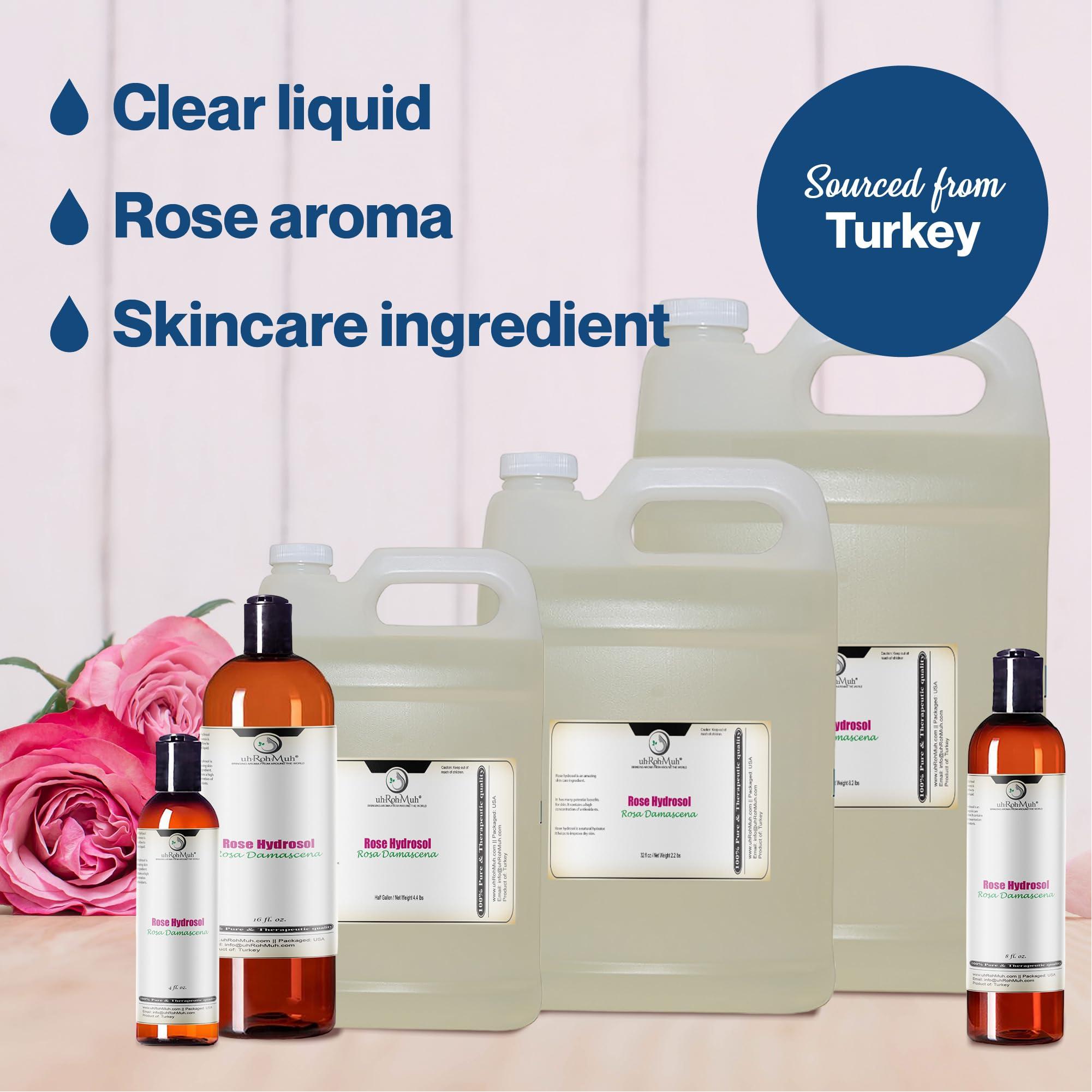 uh*Roh*Muh uh*Roh*Muh Pure Rose Hydrosol - 100% Natural & Pure Rose Water Hydrosol for Face & Body | Distilled Bulk Rosewater for Hair, Face and Skin - Sourced from Turkey - 16oz