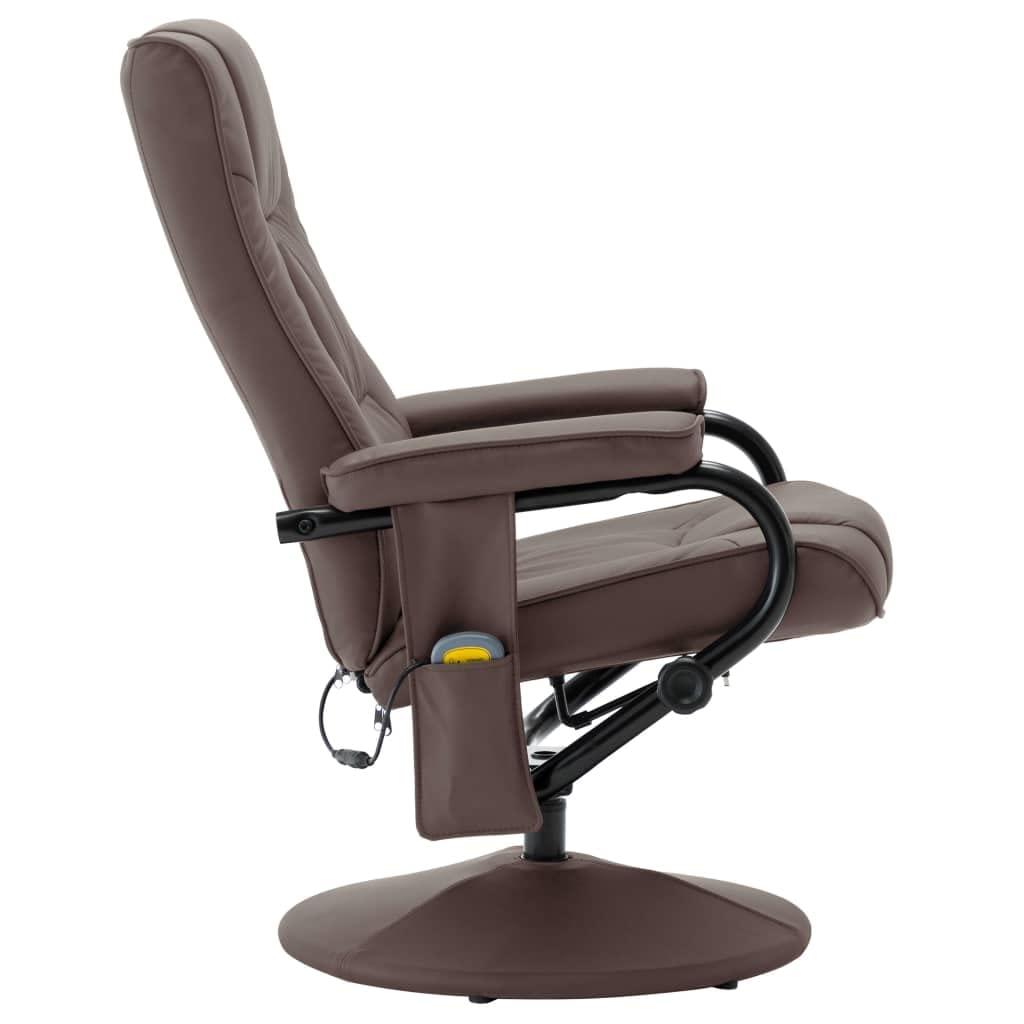 CHARMMA CHARMMA Massage Chair with Foot Stool Brown Faux Leather-20.8KG