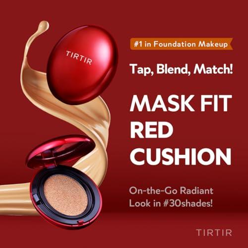TIRTIR TIRTIR Mask Fit Red Cushion Foundation | Full coverage, Weighless, Skin fit, Satin Glow Finish, Korean cushion foundation (#21N Ivory, 0.63 Fl Oz (Pack of 1))