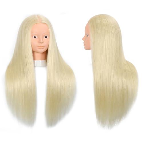 Opini Opini Mannequin Head with 70% Real Human Hair Cosmetology Hairdresser Mannequin Doll Head for Practice Hair and Makeup (#613 Blond No makeup)