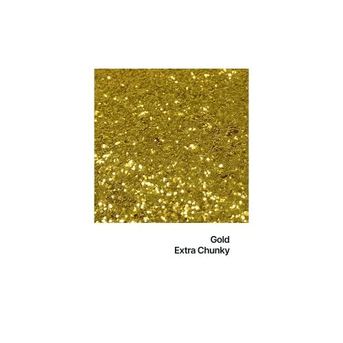 Hemway Hemway Eco Friendly Biodegradable Glitter 100g / 3.5oz Bio Cosmetic Safe Sparkle Vegan for Face, Eyeshadow, Body, Hair, Nail and Festival Makeup, Craft - Extra Chunky (1/24" 0.040" 1mm) - Gold