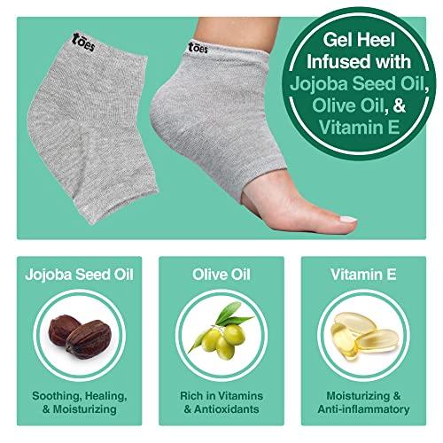 ZenToes ZenToes Moisturizing Heel Socks 2 Pairs Gel Lined Toeless Spa Socks to Heal and Treat Dry, Cracked Heels While You Sleep (Men's Large, Gray)