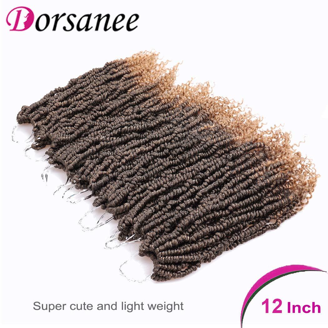 Dorsanee Bomb Twist Crochet Hair 12 Inch 6 Packs Mini Passion Twist Crochet Hair for Black Women Pre-looped Spring Twist Crochet Braids Nubian Twist Synthetic Hair Extension (T27#)