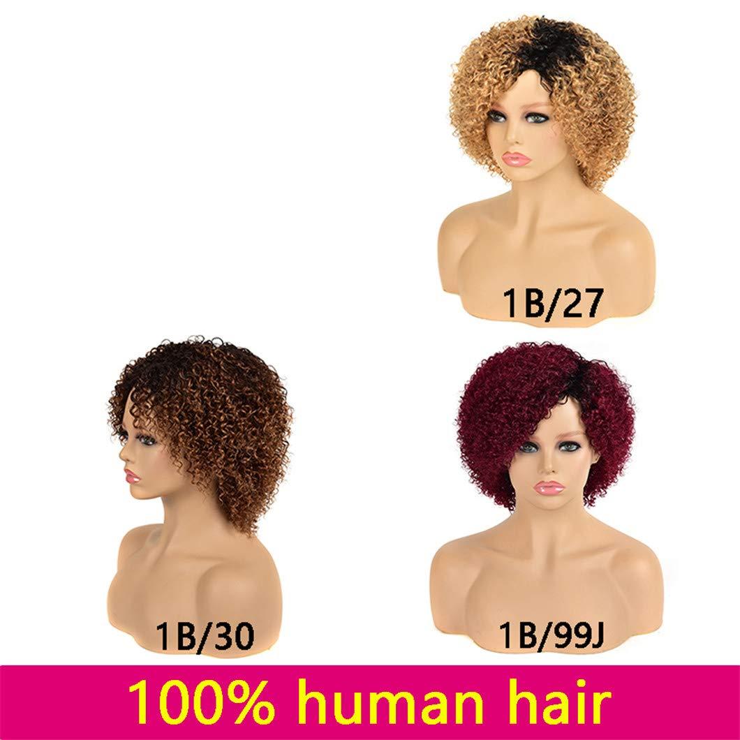 SSJFZM Malaysian Human Hair Wigs Short Curly Wet And Wavy Wig With Bangs Remy Full Wigs For Black Women Cheap Cosplay Wig Mix 1B 30