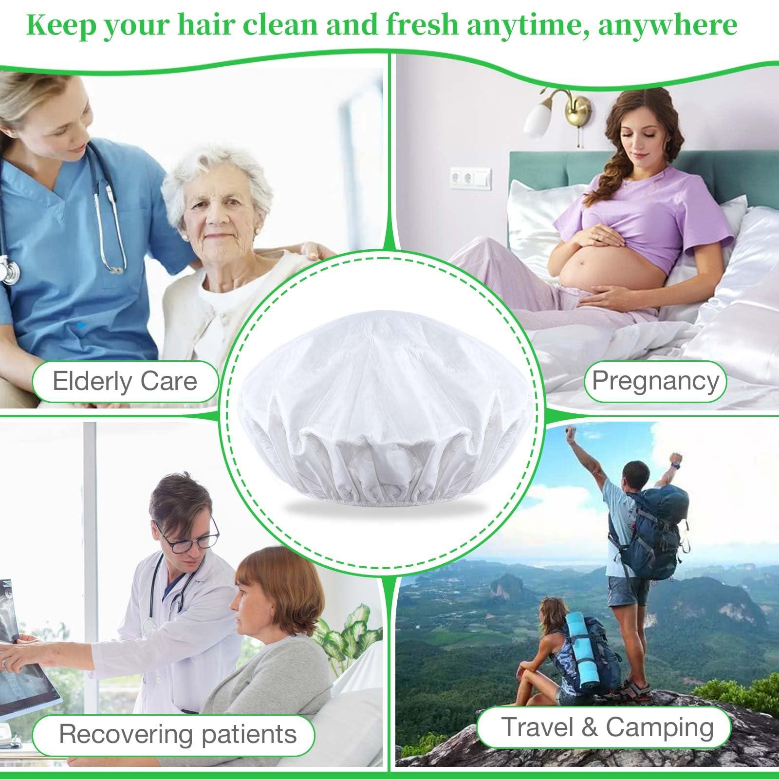 MED Shampoo Caps No Rinse Waterless Hair Washing Shower Caps 12 Packs for Elderly, Women, Hospital, Camping