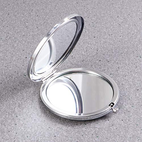 LALAFINA LALAFINA 1pc Bling Compact Mirror Pocket Rhinestone Makeup Mirror Double-Sided Cosmetic Mirror Round Folding Mirror for Women Travel Daily Use, White