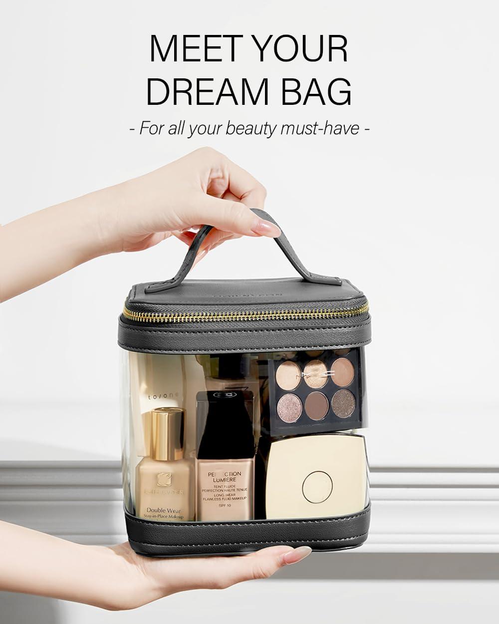 ROWNYEON ROWNYEON Large CLear Travel Makeup Bag for WomenTransparent Cosmetic Bag with HandlePortable Makeup Case OrganizerWaterproof Toiletry Organizer Train Case