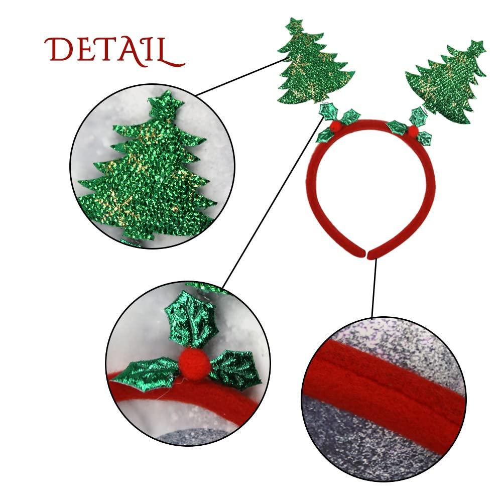 Kistreao Christmas Tree Headband Xmas Hairbands Green Shinny Glitter Tree Star Design Xmas Headdress Head Wear Gifts Christmas Hair Accessories for Women Girls Kids