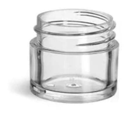SKS Bottle & Packaging, Inc. 144 Count Empty Plastic Jars with Lids, 1/4 oz Clear Styrene Thick Wall Jars with Lined White Plastic Caps, Small Plastic Jars for Beauty Products, Cosmetics, Lip Balm, Creams, Skin Care, Crafts