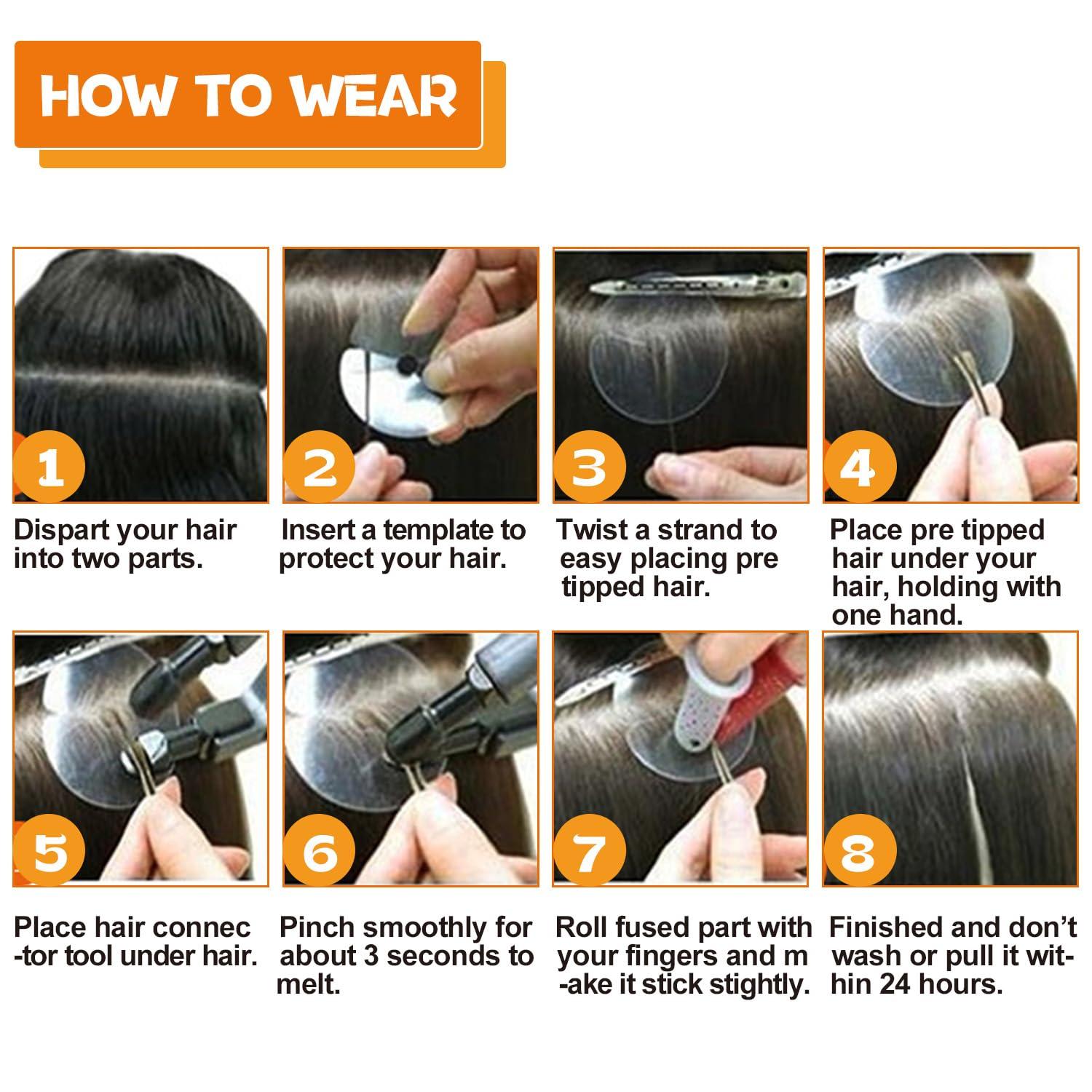 LEJDI U Tip Hair Extensions - Real Human Hair Pre Bonded U Tip Hair Extensions, 50strands/50g Nail Tip Hot Fusions Hair Extensions For Women Salon