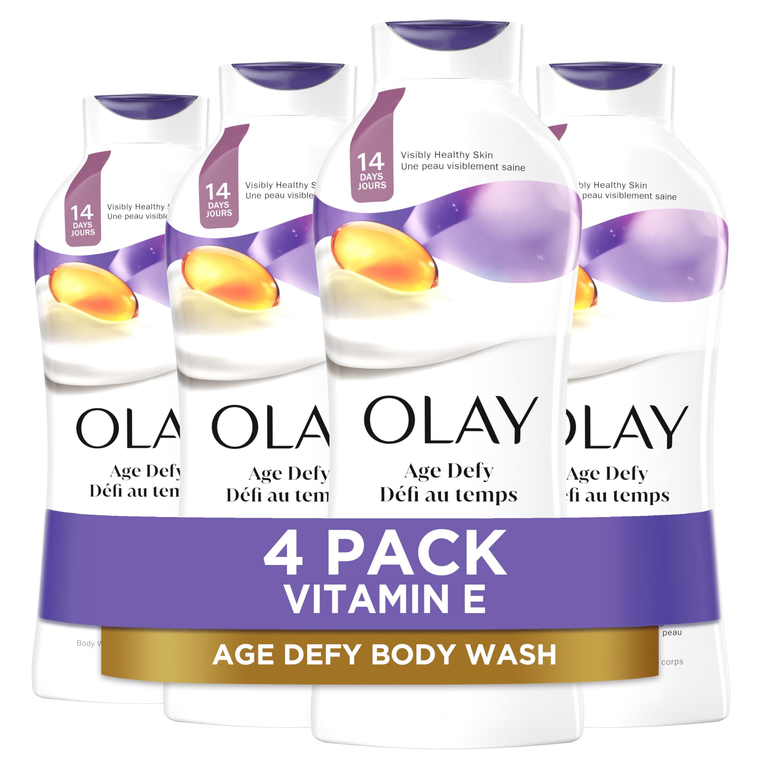 Olay Olay Age Defying Body Wash for Women with Vitamin E, 24hr Moisturizing, 22 fl oz (Pack of 4)