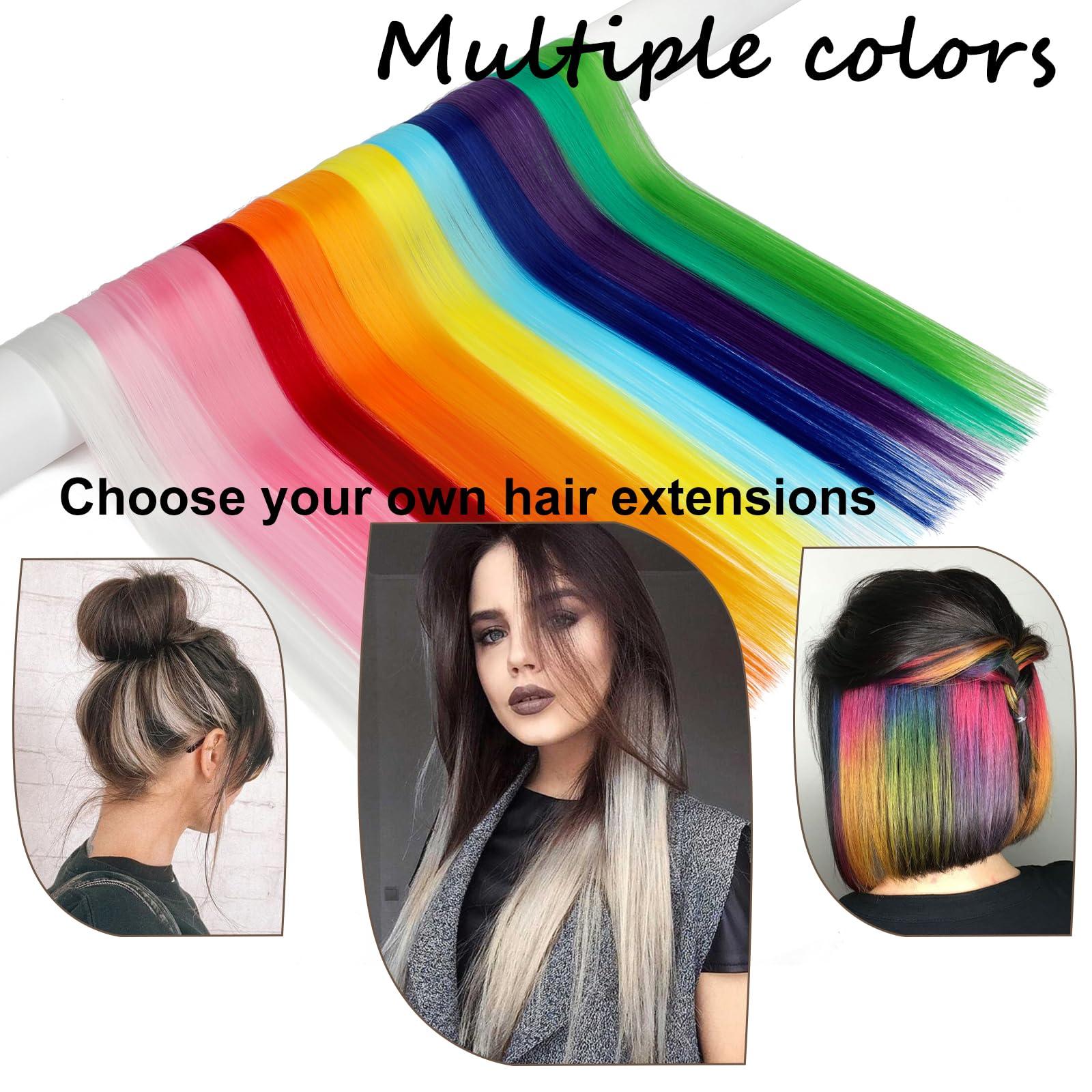 FeidyLong FeidyLong Bright Yellow Hair Extensions, 1 PCS 24 Inch Long Straight Clip in Hair Extensions, Synthetic Hairpiece for Kids Girls Women Highlight Party