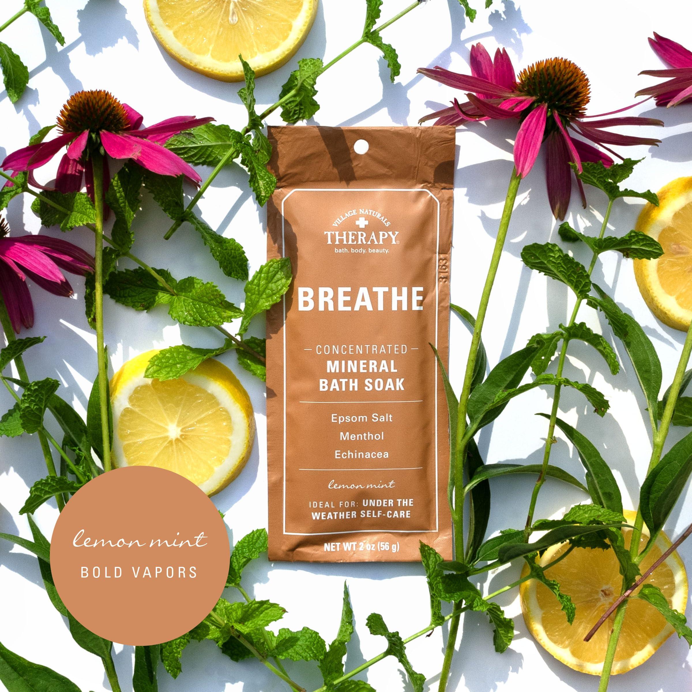 Village Naturals Therapy Village Naturals Therapy Breathe Concentrated Mineral Bath Soak, Lemon Mint, 2 Oz, Pack of 12