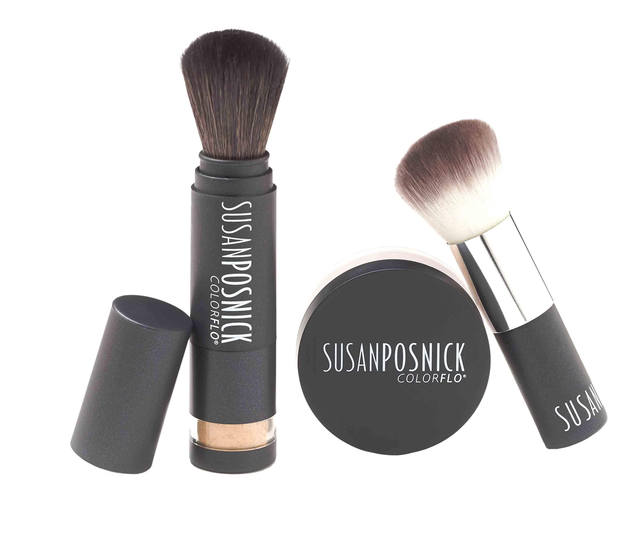 Susan Posnick SUSAN POSNICK, COLORFLO: Natural Makeup, Vegan, Cruelty Free, Mineral Powder Foundation & Sun Protection/Loose (M8/Golden Beige) US Brand