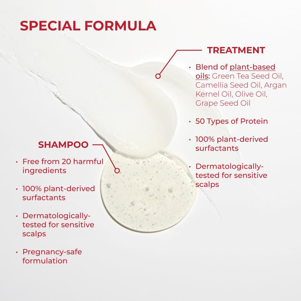 MOEV MOEV ANNURCATIN Shampoo and Conditioner Set for Women, Korean Biotin Hair Growth Volumizing Shampoo, Paraben-Free Natural Apple Wash-Off Hair Mask, Rose Thickening for Damaged Hair