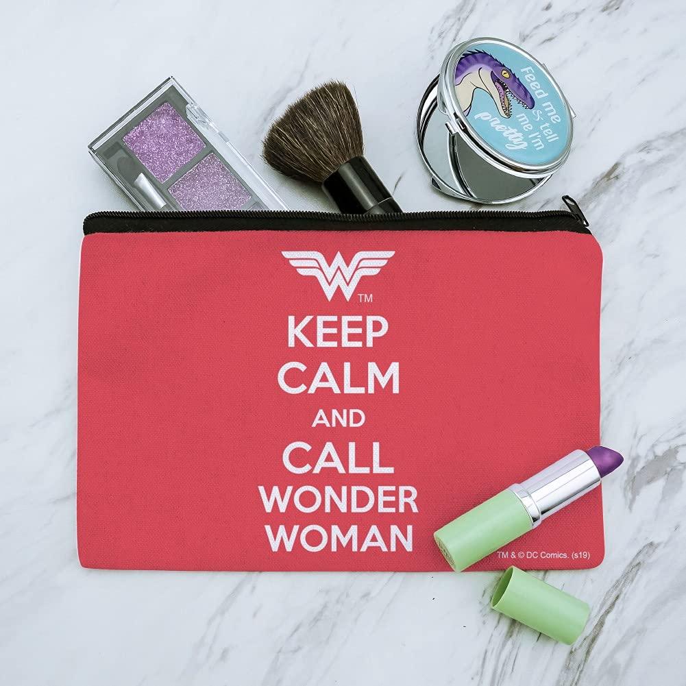 GRAPHICS & MORE Wonder Woman Keep Calm and Call Makeup Cosmetic Bag Organizer Pouch