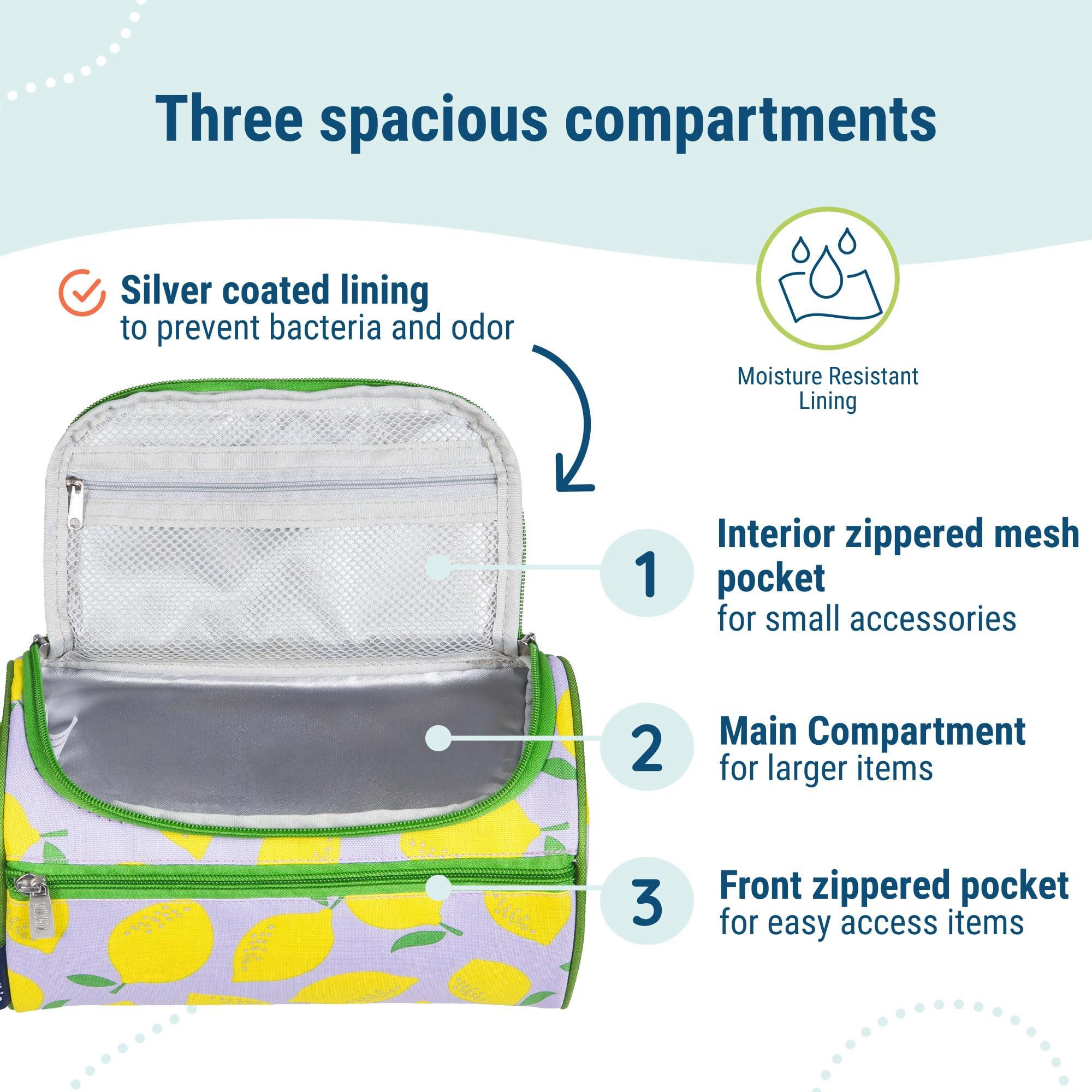 Wildkin Wildkin Toiletry Bag for Boys and Girls, Stay Organized on the Go with Our Spacious and Multifunctional Toiletry Bags, Ideal for School, Weekend, or Overnight Travel (Lilac Lemonade)