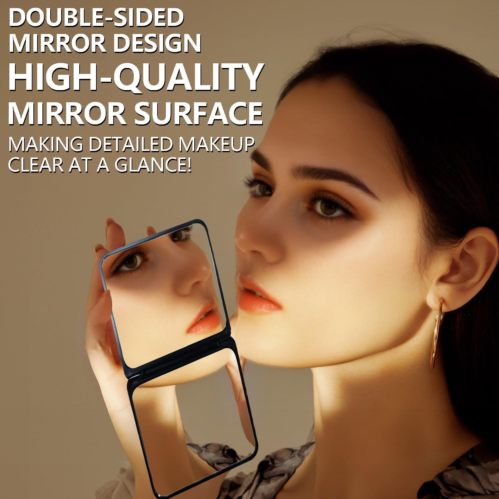 FXIANGWL FXIANGWL Folding Mirror Double Sided Mini Makeup Mirror, Small Makeup Mirror, Portable Mirror for Makeup, 2.8 x 2.29 inch with Black Card Holder(Neon Mushroom)