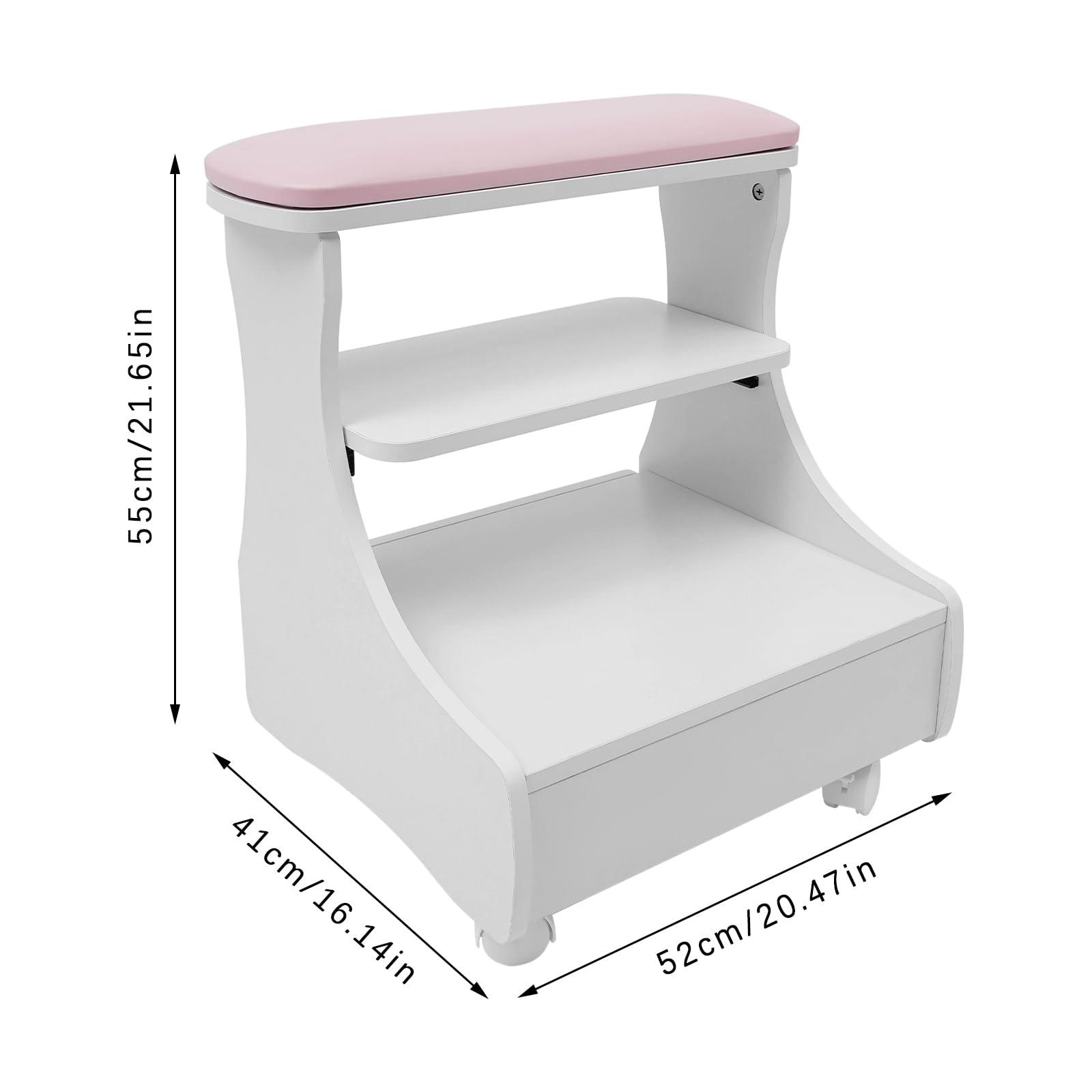 Dlinanta Pedicure Foot Rest Stand, PU Leather Home Beauty Footrest Manicure Foot Rest with Wheels for Nail Pedicure Beauty SPA Pedicure Foot Stool Stand