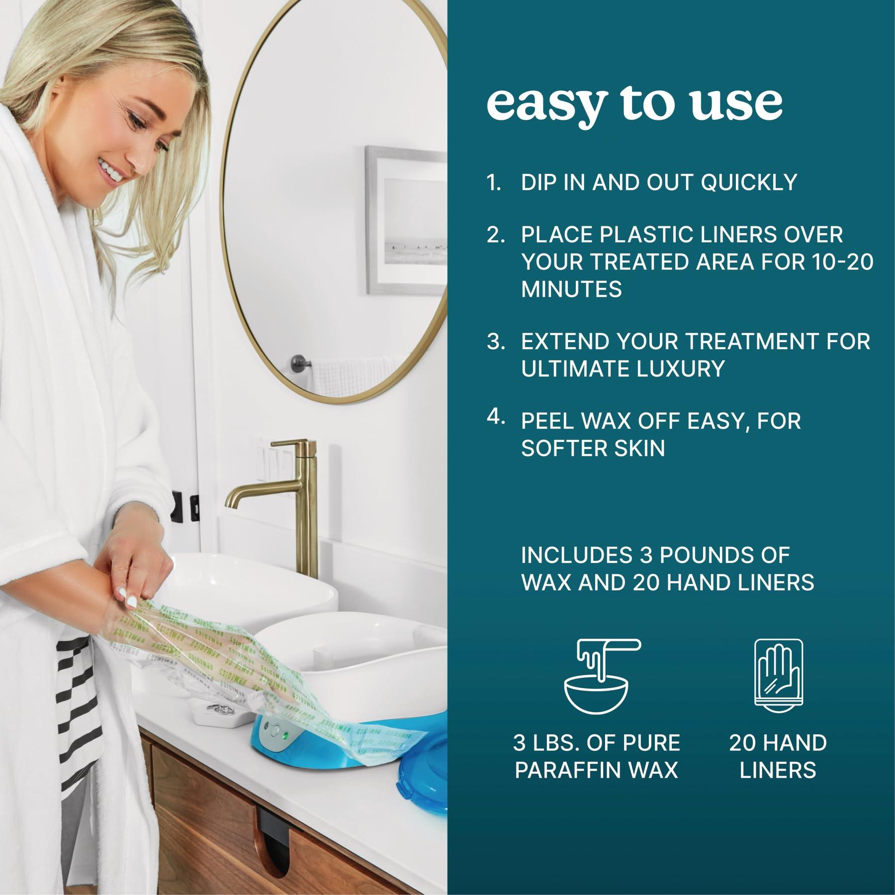 Homedics Homedics Paraffin Wax Machine for Hands - Hypoallergenic Hot Wax Hand Therapy Machine to Soothe and Moisturize Hands - Includes 3 Pounds of Wax and 20 Hand Liners