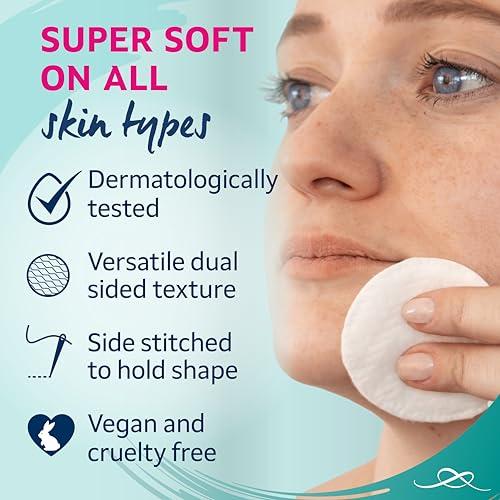 Lil-Lets Lil-Lets Cotton Wool Round Pads, Certified Organic, 100% Pure Cotton Wool, Soft and Absorbent, Gentle on Skin, Dermatologically Tested, Pack of 100 Pads