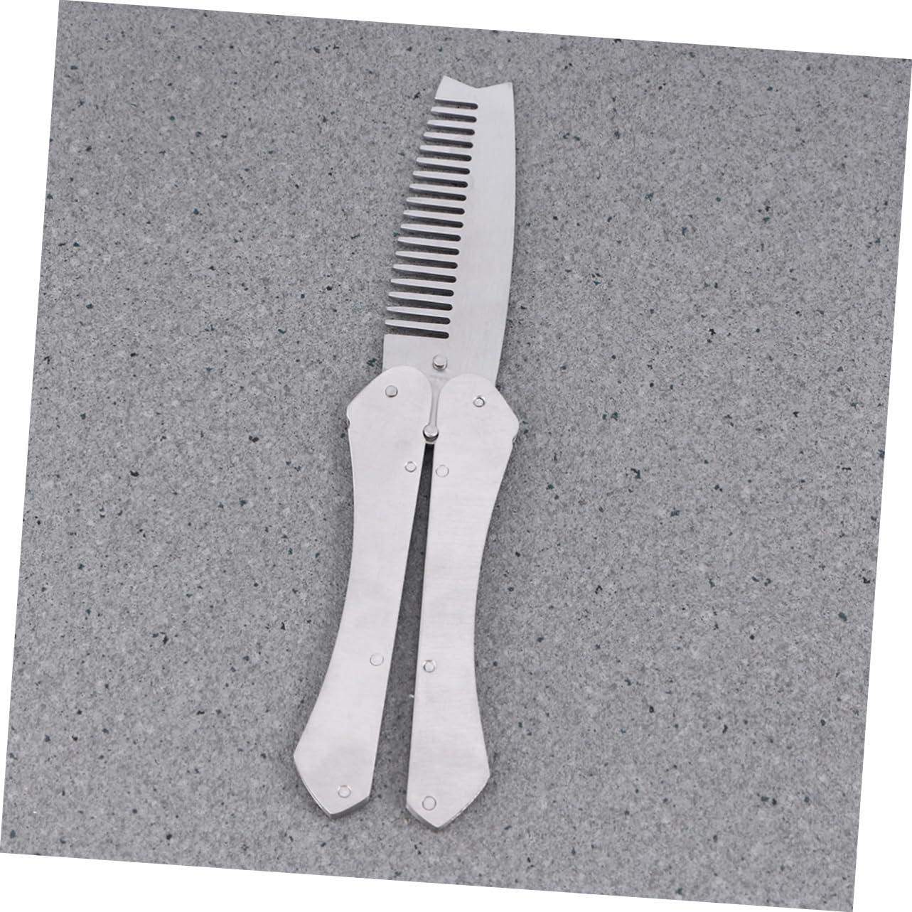 Hemoton Hemoton Men\'s Stainless Steel Mustache Styling Brush Hair Comb for Men Beard and Mustache Combs Set Anti-Static Portable Folding Tool for Home and Salons