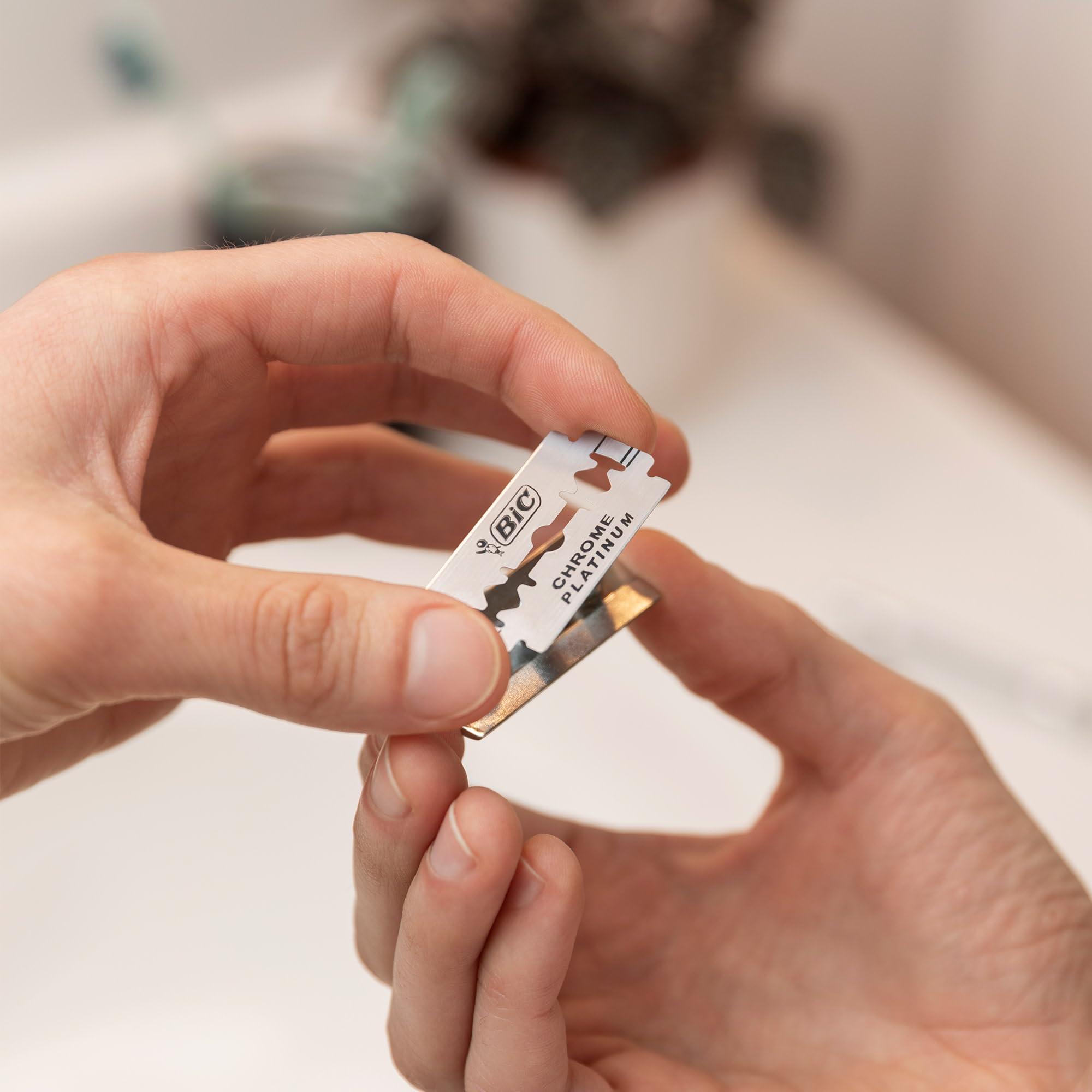 BIC BIC Chrome Platinum Double Edge Safety Razor Disposable Single Blades (100 Pack)