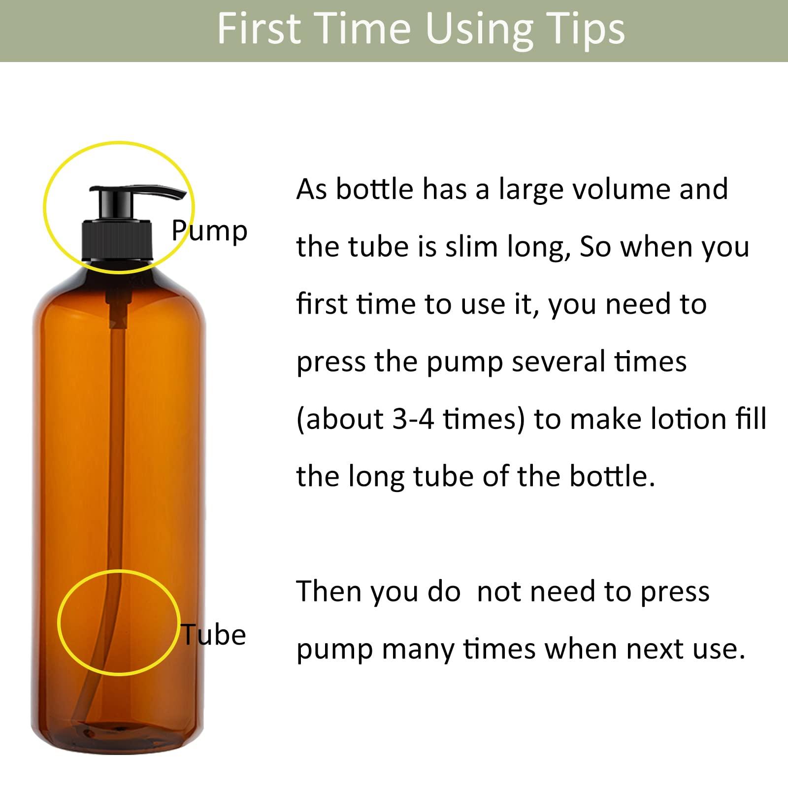 zmybcpack zmybcpack 4 Pack 32 OZ Empty Plastic Pump Bottles With 1 Pen, Labels & Silicone Funnel, Amber Empty Shampoo Bottles with Pumps For Body Wash, Shampoo, Massage Lotion, Gel