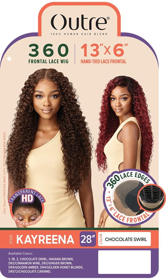 Outre Outre 100% Human Hair Blend HD 360 Edge 13X6 Lace Front Wig KAYREENA (Color:DR4/GDNHNBL)