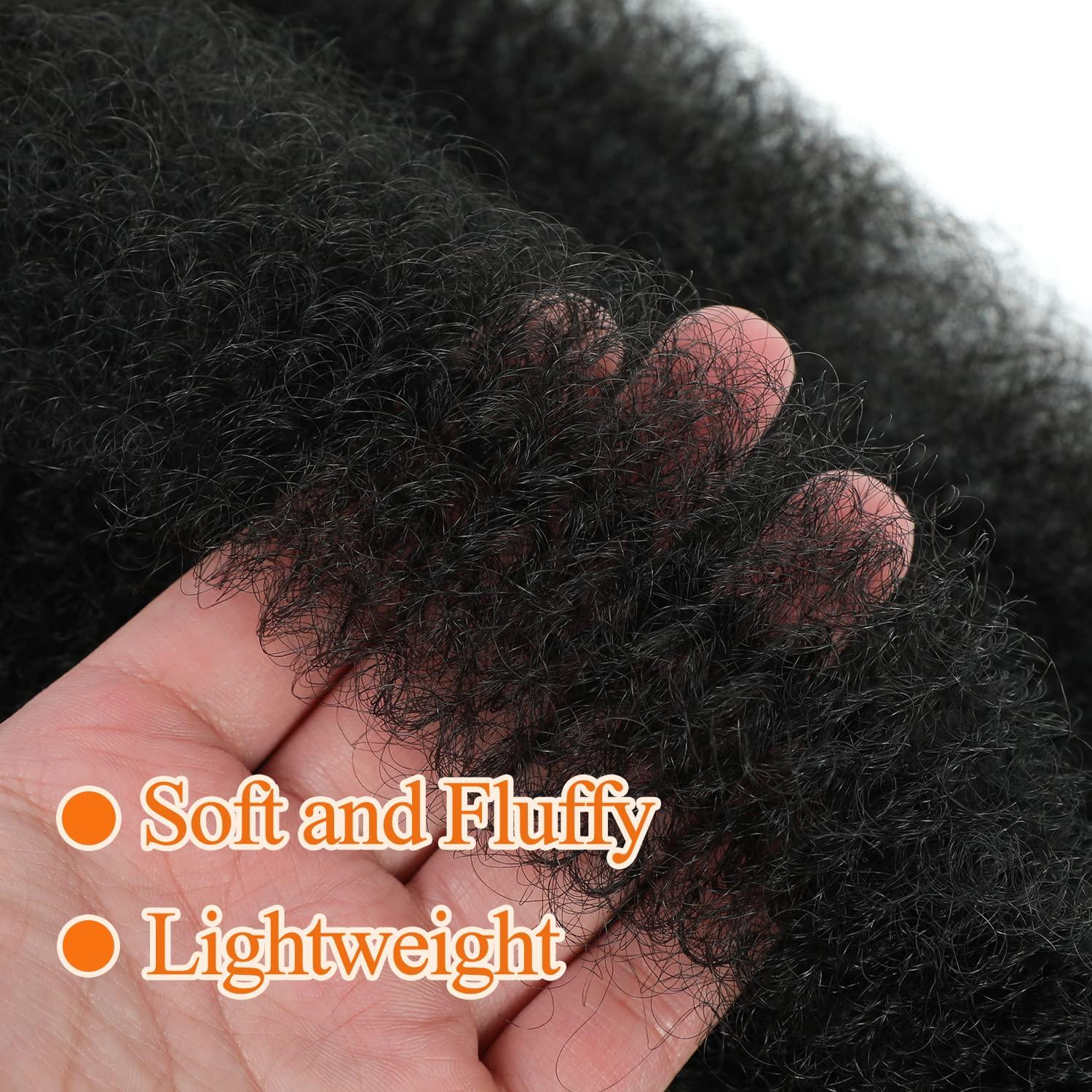 GZVIS Springy Afro Twist Hair 18 Inch 3 Packs Black Color Pre Fluffed Marley Twist Braiding Hair (18inch, 1B)