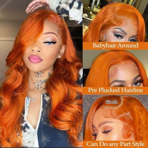 Daules Daules 26 Inch 136 Ginger Lace Front Wigs Human Hair Body Wave + 20 Inch 1B/27 Highlight Lace Front Wig Human Hair