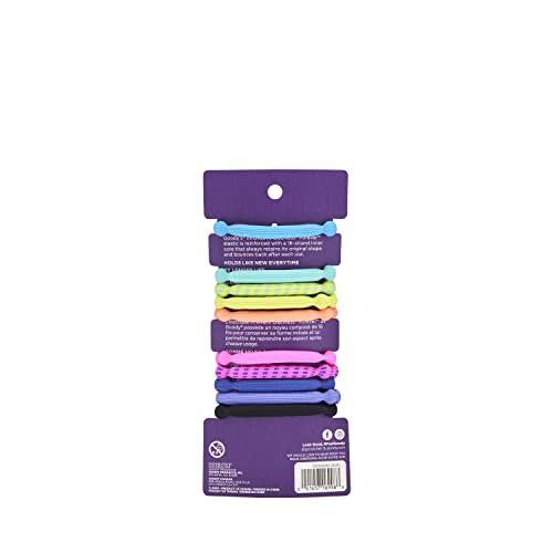 GOODY Goody Ouchless Forever Hair Elastics - 10 Ct, Assorted Neon, Damage-Free Bands, 3X Stronger Hair Ties, Retainable Shape, 16 Strand Inner Core, Hair Accessories for Women & Men, All Hair Types
