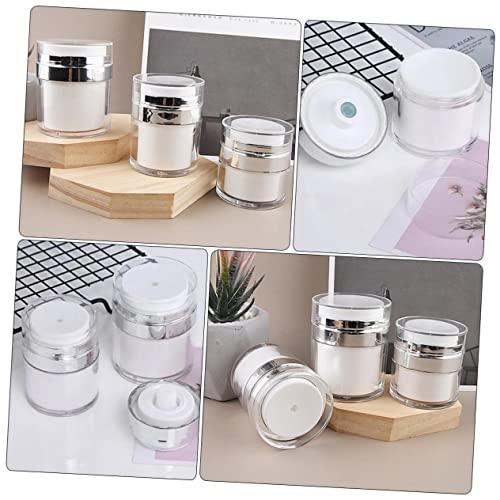 FOMIYES FOMIYES 4 Pcs Press Cream Jar airless Jars for Cosmetics airless Lotion Pump Bottle Pump Bottle Dispenser Pressing Type Bottle Cream Pump Dispenser jar pp Liquid Pump Acrylic Travel White
