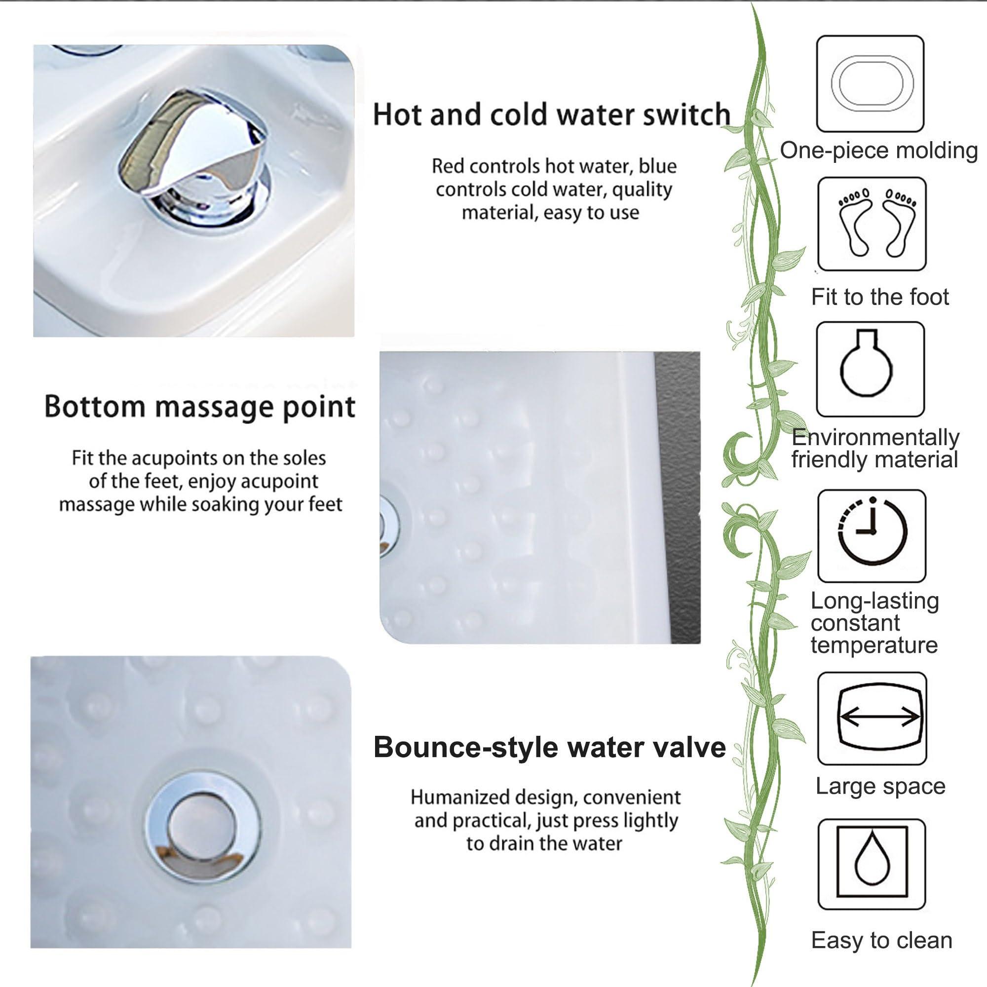 SRDCAIM Square Acrylic Foot Soaking tub, Massage Foot Bath, Pedicure Bowl, Pedicure Foot Spa with Underground Acupuncture Point Massage, for Home Spa Treatment Pedicure Chair Shampoo Sink