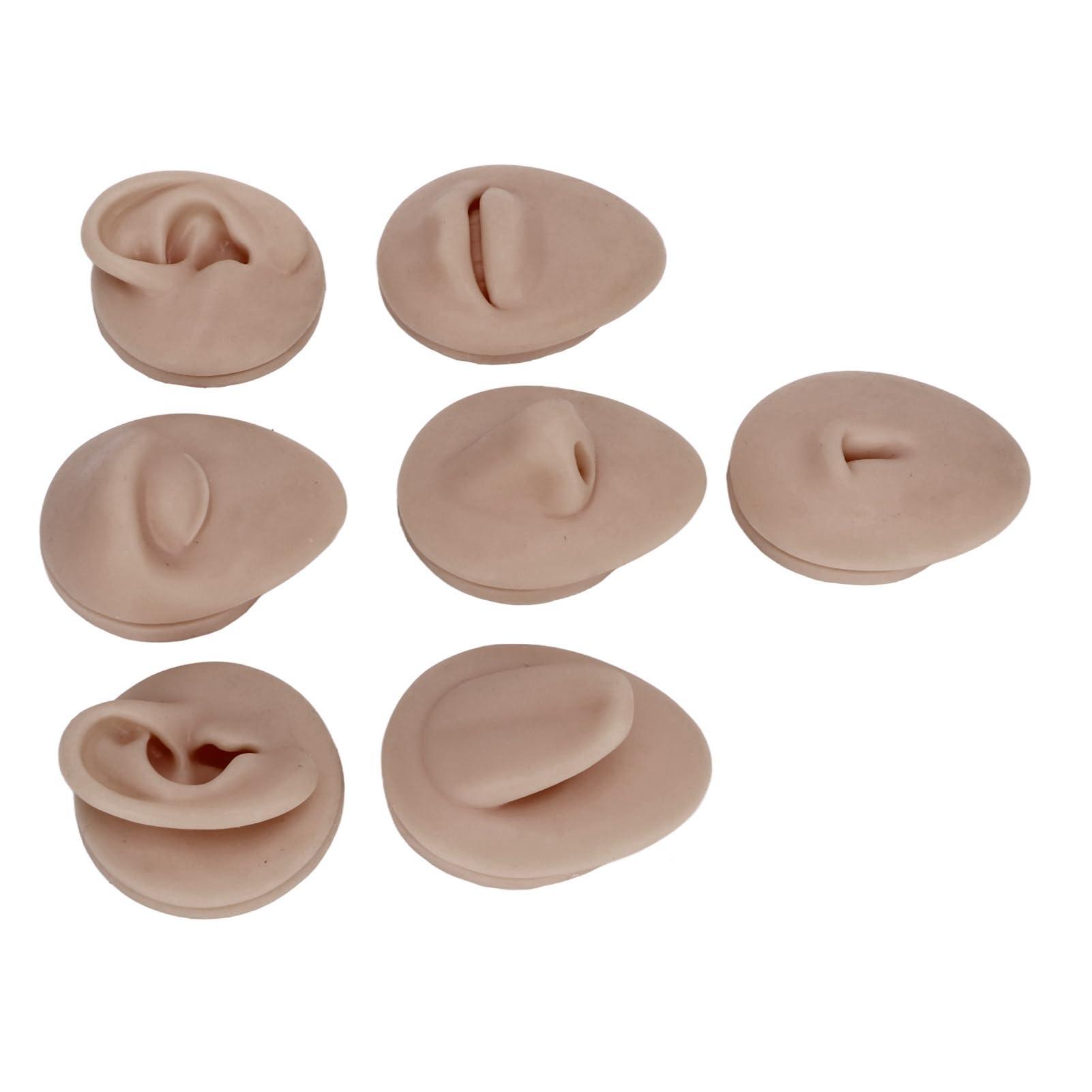 AMONIDA Piercing Body Model, 3D Vivid Silicone Piercing Practice Model, for Eyebrow Piercing, Nose Piercing, Lip Piercing, Tongue Piercing, Navel Piercing, Ear Piercing(Deep Skin Color)