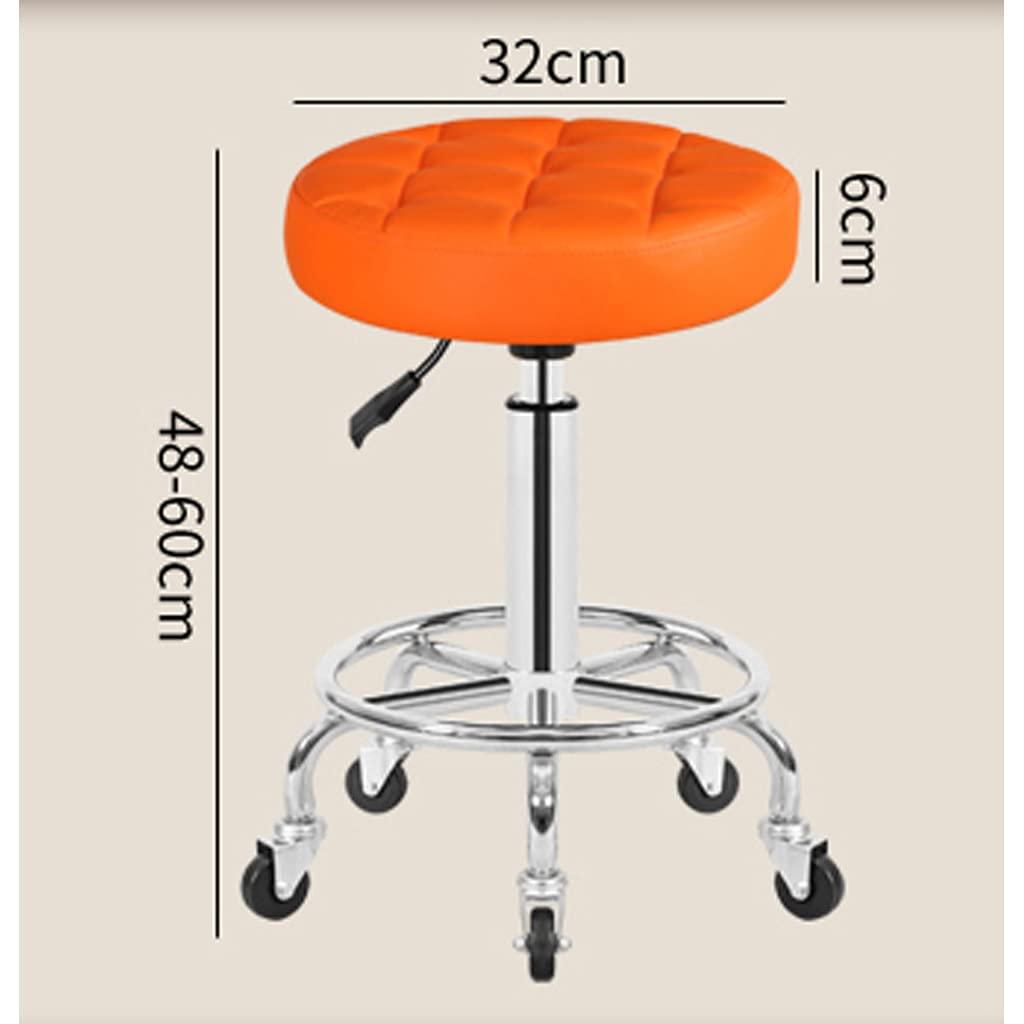 ZHOUXIAO ZHOUXIAO Counter Stools,Rolling Swivel Bar Stool with Wheels,Massage Salon Stool, Adjustable Hydraulic Stools PU Leather Bar Stool Shop Stool with Footrest Tattoo Facial Spa red