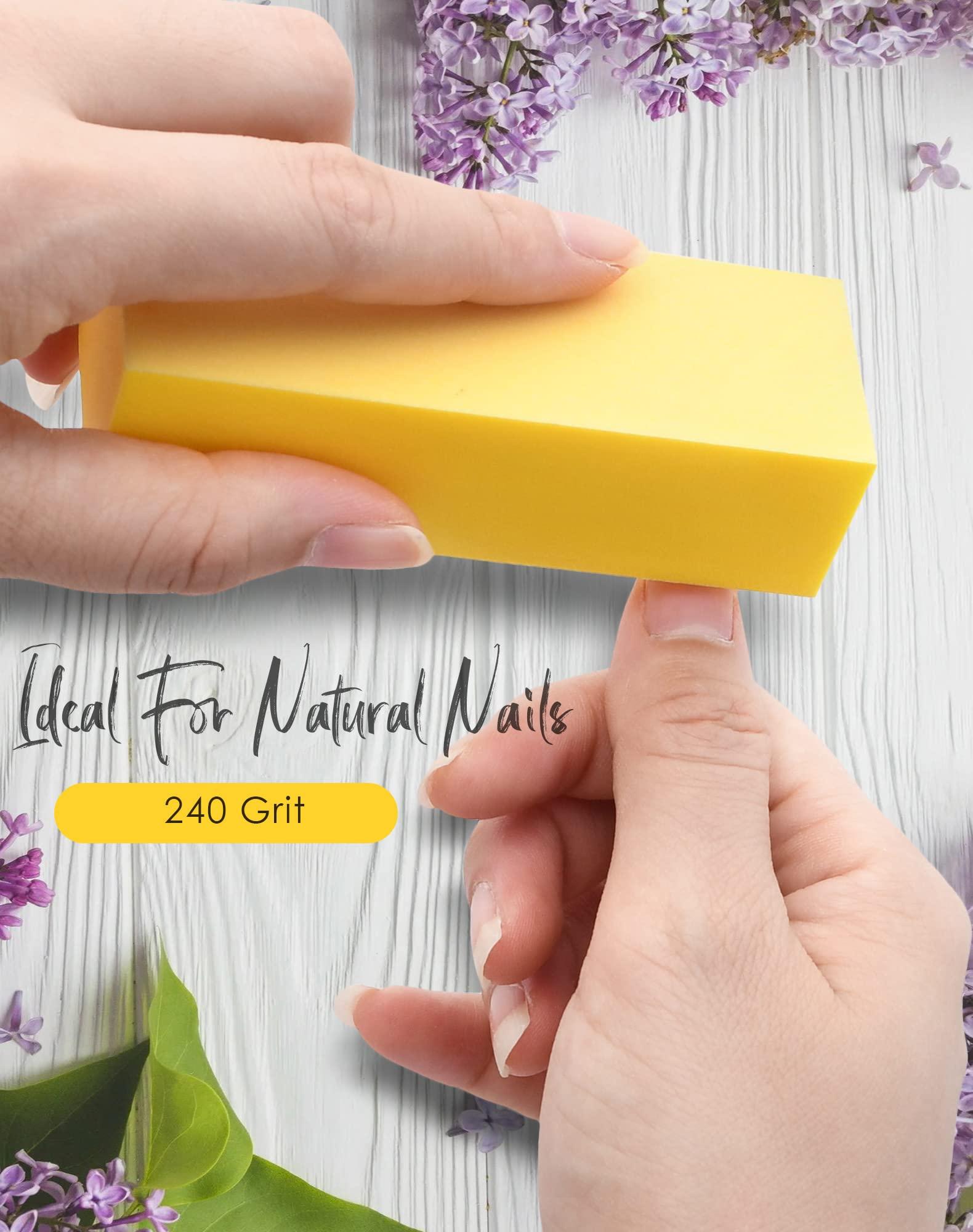 MARYTON Maryton Nail Buffer Fine Grit Finishing Block, 240 Grit Professional Yellow Buffing Blocks for Natural Nails - Buff Nails Before Gel Polish, 5 Count