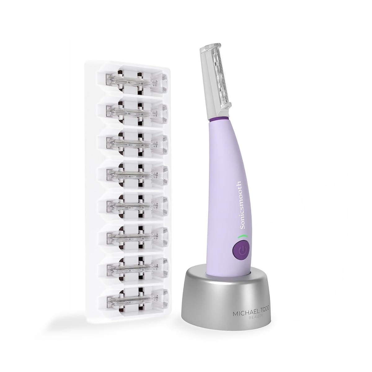 MICHAEL TODD BEAUTY Michael Todd Beauty - Sonicsmooth  SONIC Technology Dermaplaning Tool - 2 in 1 Womens Facial Exfoliation & Peach Fuzz Hair Removal System with 8 Weeks of Safety Edges