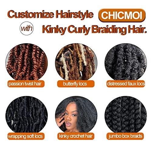 Chicmoi Spring Twist Hair Gray Marley Twist Braiding Hair 16 Inch Springy Afro Twist Hair for Faux Locs Passion Twist Hair Distressed Butterfly Locs 3 Pack Grey Crochet Hair for Black Women (16in 3P Gray)