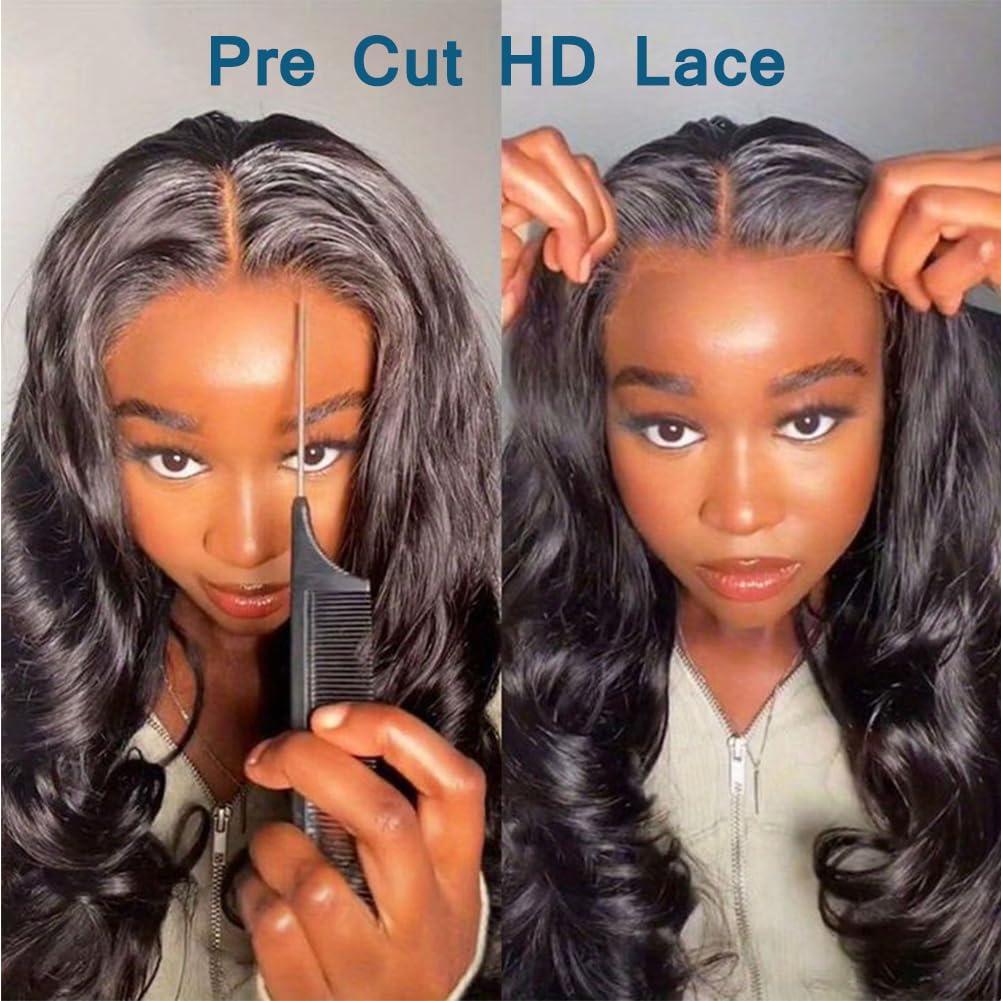 BestFun BestFun 26 Inch Wear and Go Glueless Wigs Human Hair Pre Cut 6X4 HD lace Body Wave Put on Wigs Human Hair Pre Plucked 180% Density 3 Seconds to Wear Easy Glueless Wigs for Beginners