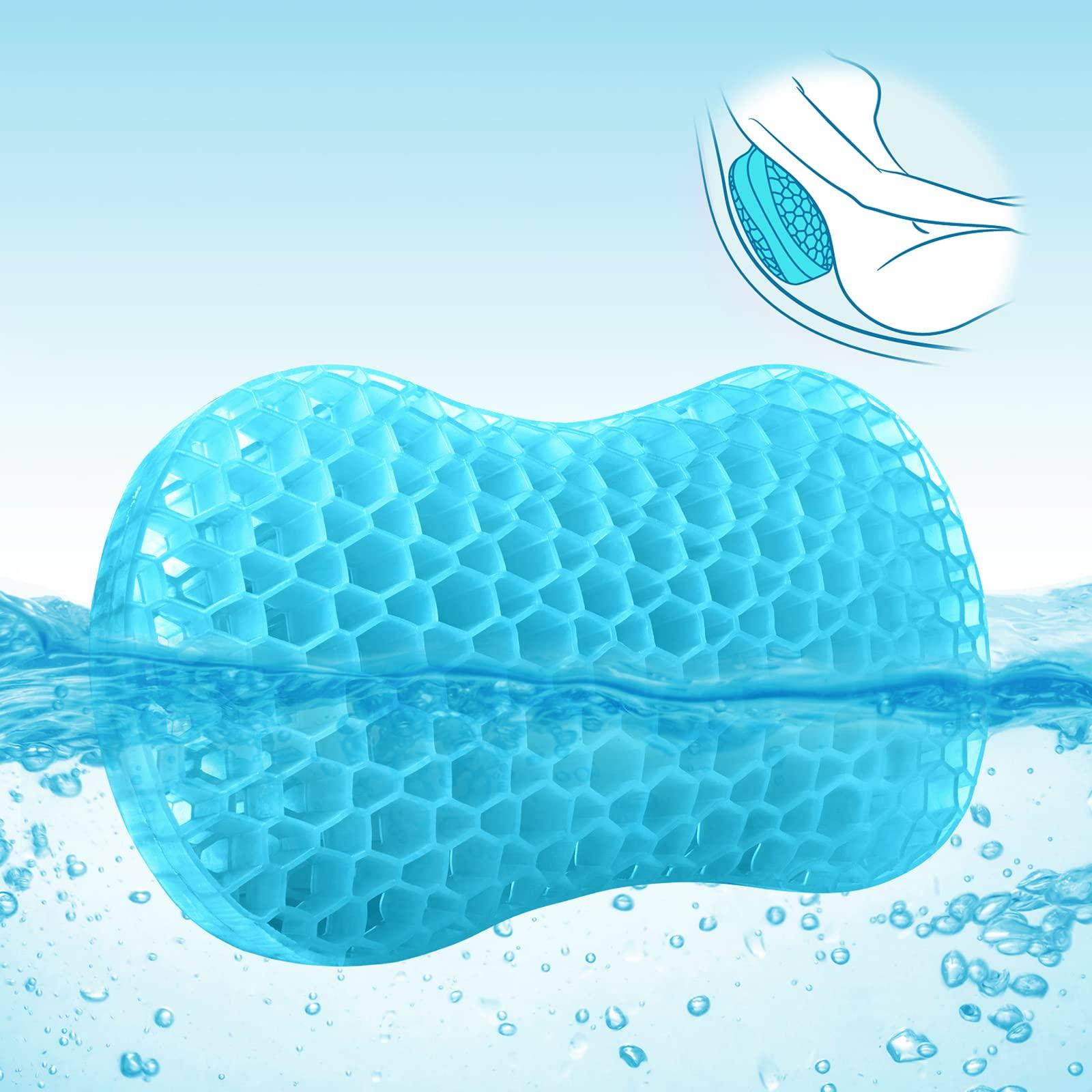 Sunlit Sunlit Bath Jello Gel Bath Pillows, Lumbar Pillow for Bathtub, Back Support Pillow, Gel Pillow with Non-Slip Suction Cups for Lumbar, Back Rest Support, Fits Curved or Straight Back Tubs, Aqua
