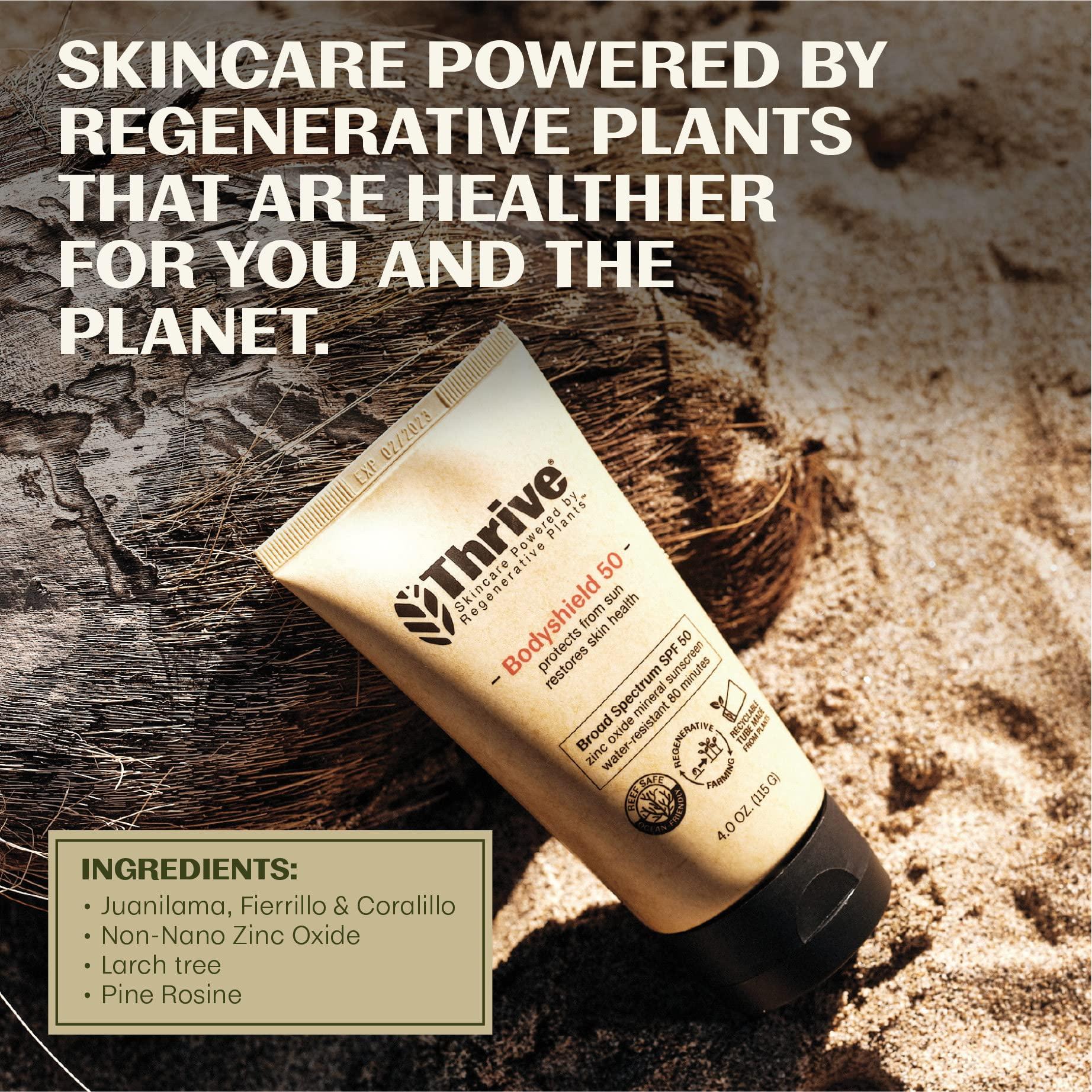 Thrive Natural Care Thrive Natural Care Body Mineral Sunscreen SPF50 - Water Resistant Reef Safe Sunscreen with Broad Spectrum Clear Zinc Oxide Sun Block - Vegan, 5.8 Oz (Pack of 2)