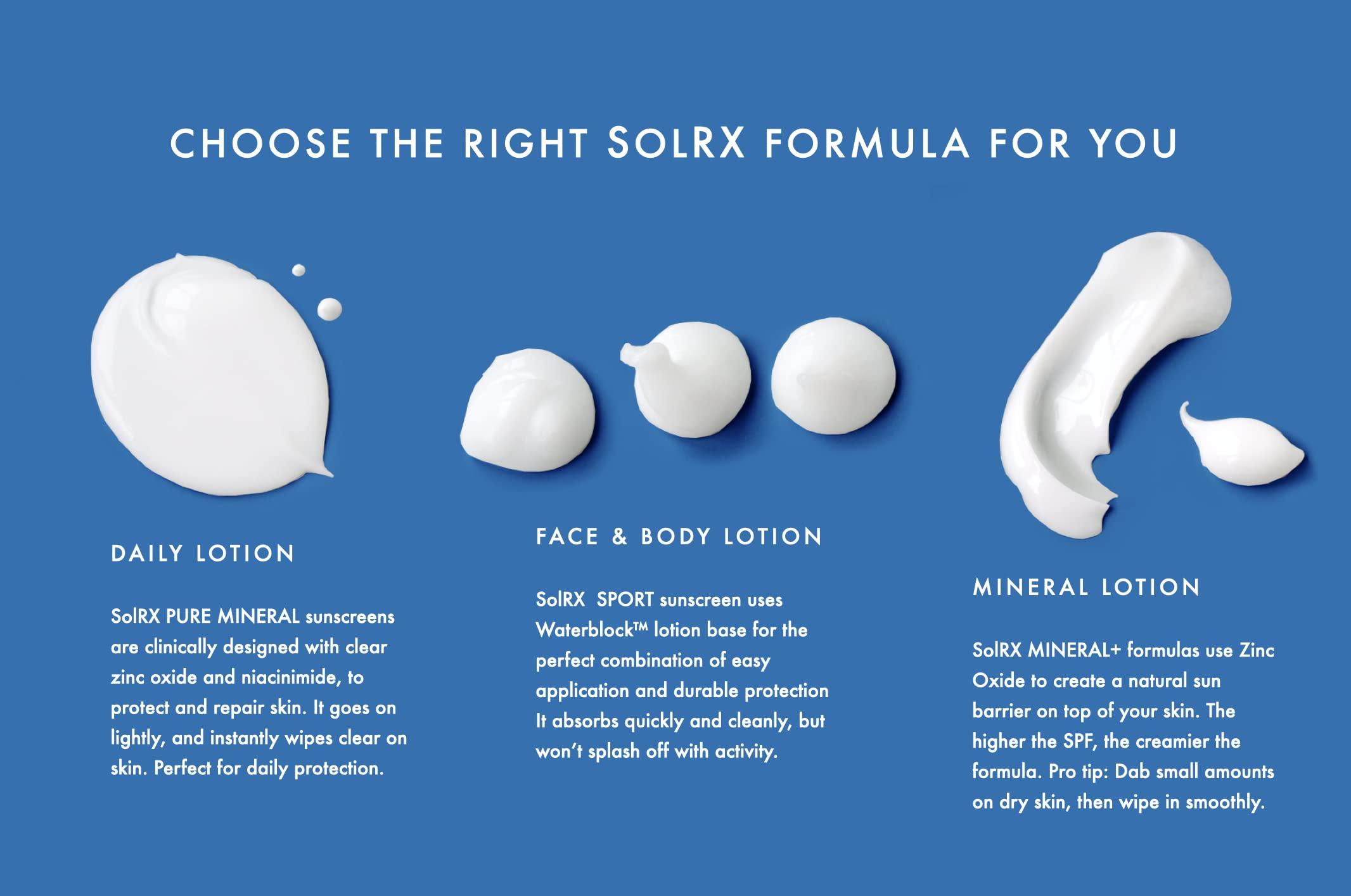 SolRX SolRX MINERAL+ SPF 50 Sunscreen - Zinc Oxide Sunscreen, Water Resistant Sunscreen, Reef Safe Sunscreen, Broad Spectrum Sunscreen for Face and Body